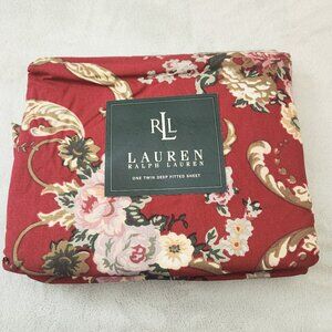 Lauren Ralph Lauren Twin Deep Pocket Fitted Sheet Floral USA Made 200TC Bedding